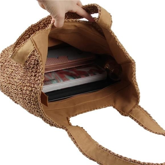 Straw Beach Bag for Women Summer Woven Tote Bag Shoulder Handbags Cute - Picture 2 of 6